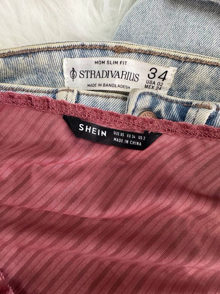 Zestaw spodnie jeansowe plus top