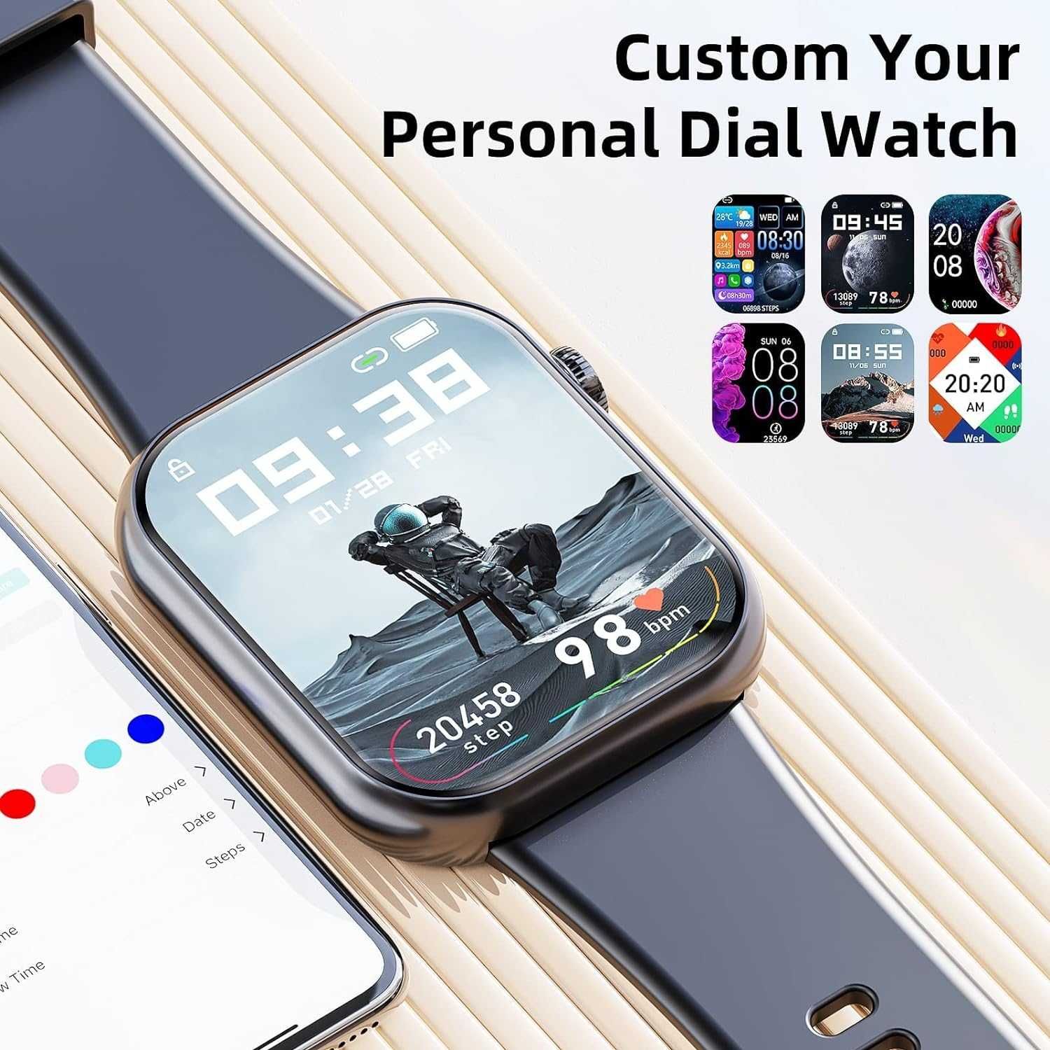 Smartwatch dla mężczyzn i kobiet z Bluetooth i funkcją głośnomówiącą