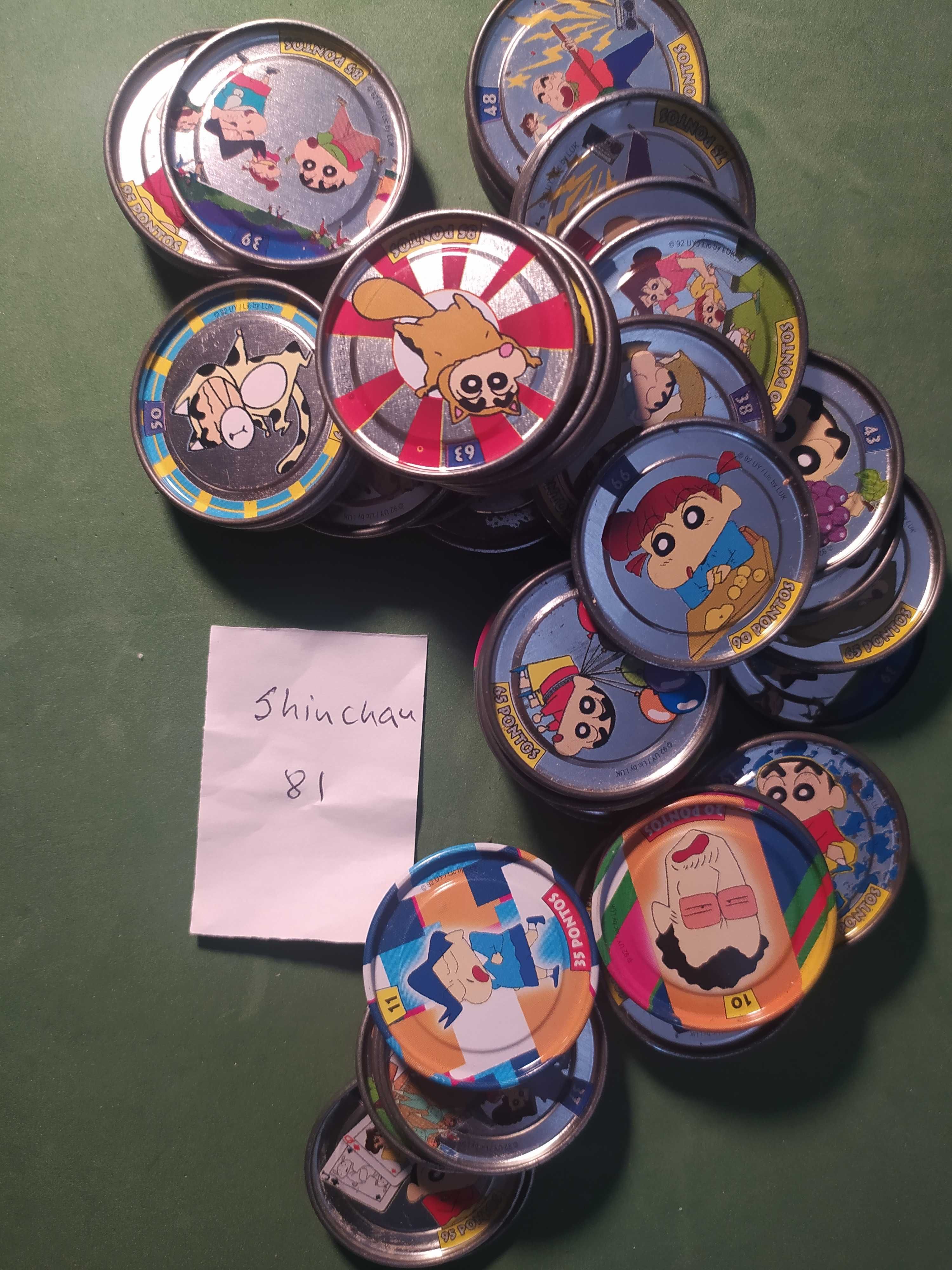 Lote Tazos e Cabeças Shinchan