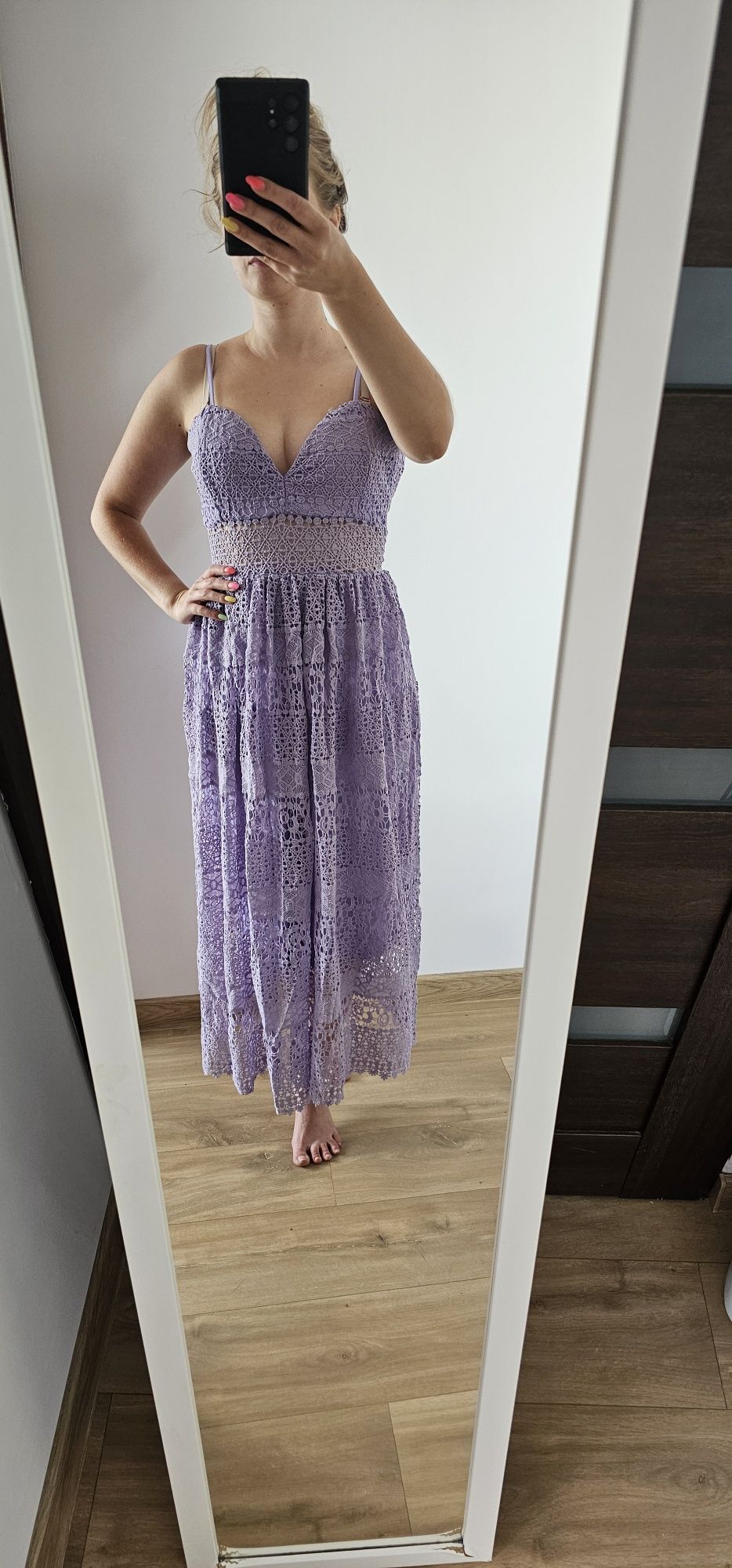 Fioletowa sukienka Missguided r.34 maxi