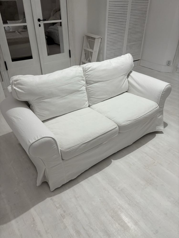 Sofa kanapa ikea ektrop 2osobowa nierozkladana biale pokrowce