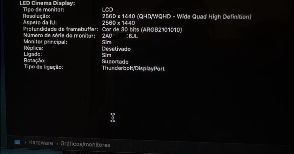 Apple Cinema Display 27” modelo A1316