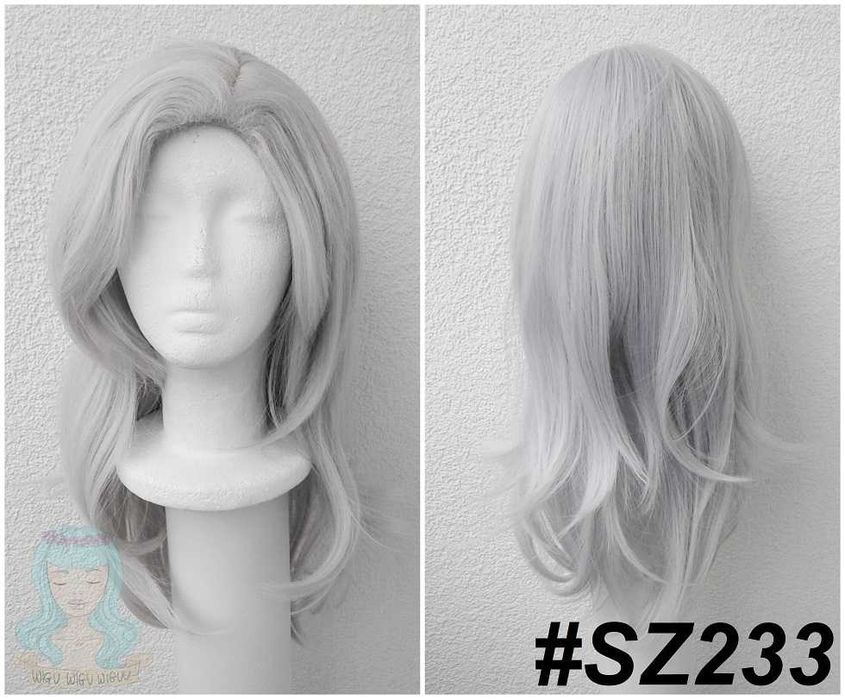 Genshin Impact Cyno cosplay wig peruka szara siwa z przedziałkiem