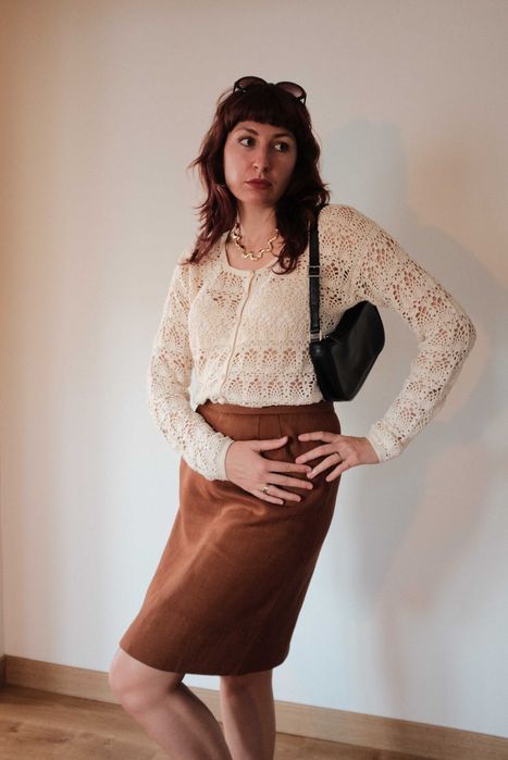 Blusa Vintage em Croché Creme – Estilo Artesanal