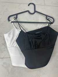 Crop top satynowy zestaw black & white House summer spring nowe nowe S