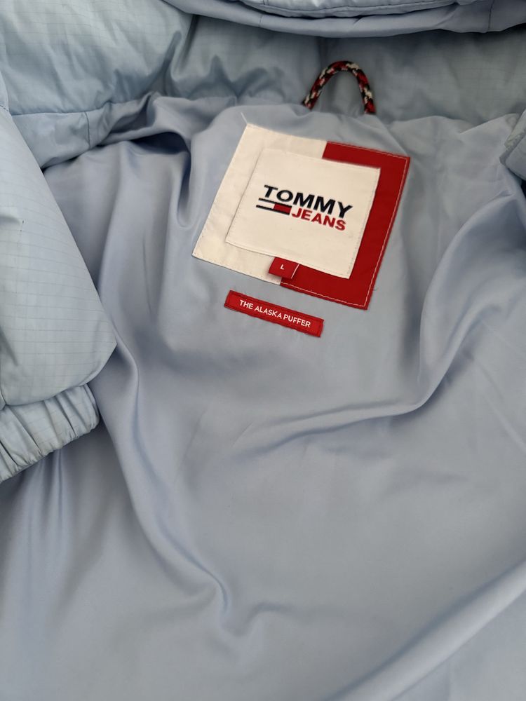 Kurtka ocieplana Tommy Jeans Alaska Puffer Chambray Blue brandowana