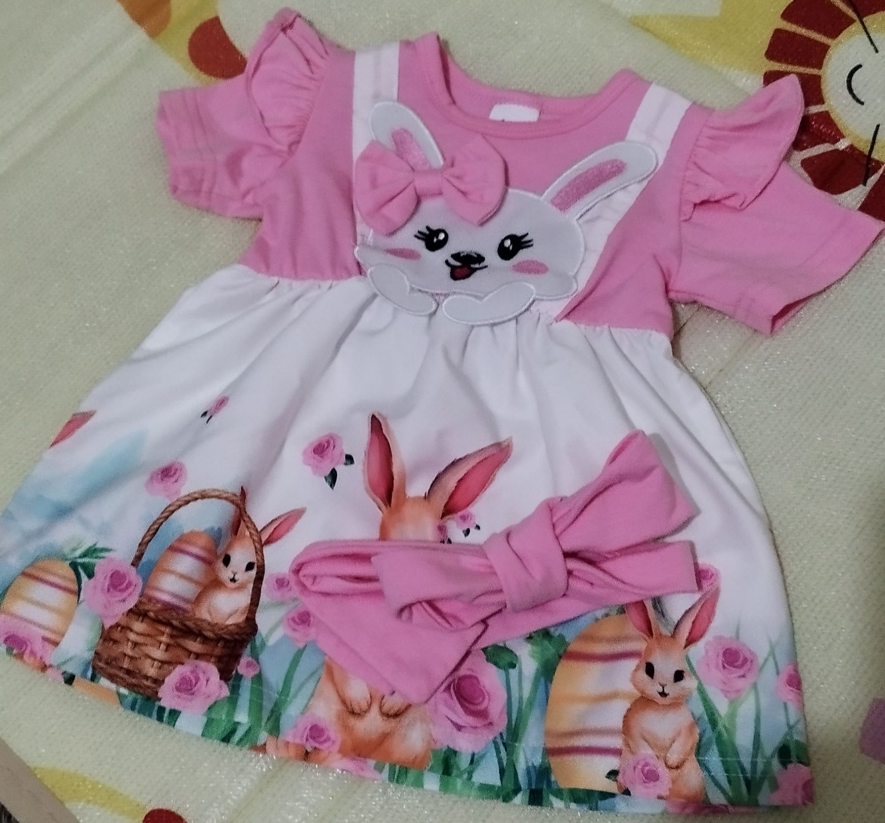 Vestido de páscoa com fita bebê 3 a 6 meses novo