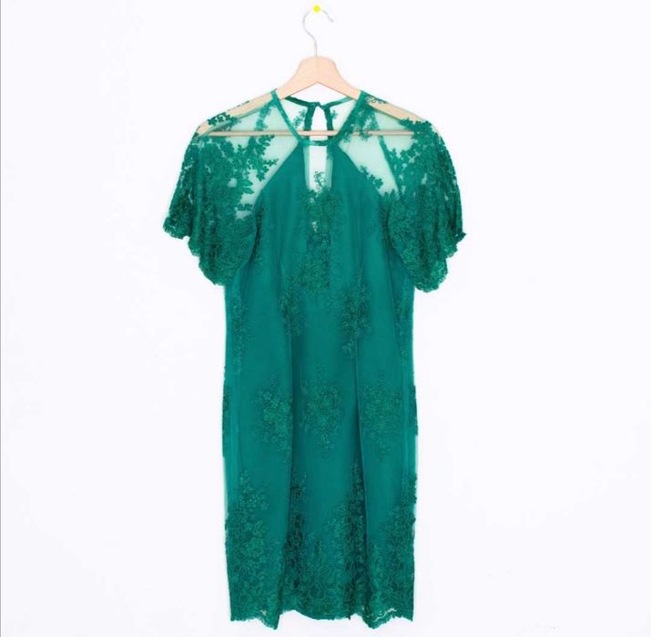 Vestido Festa em renda verde