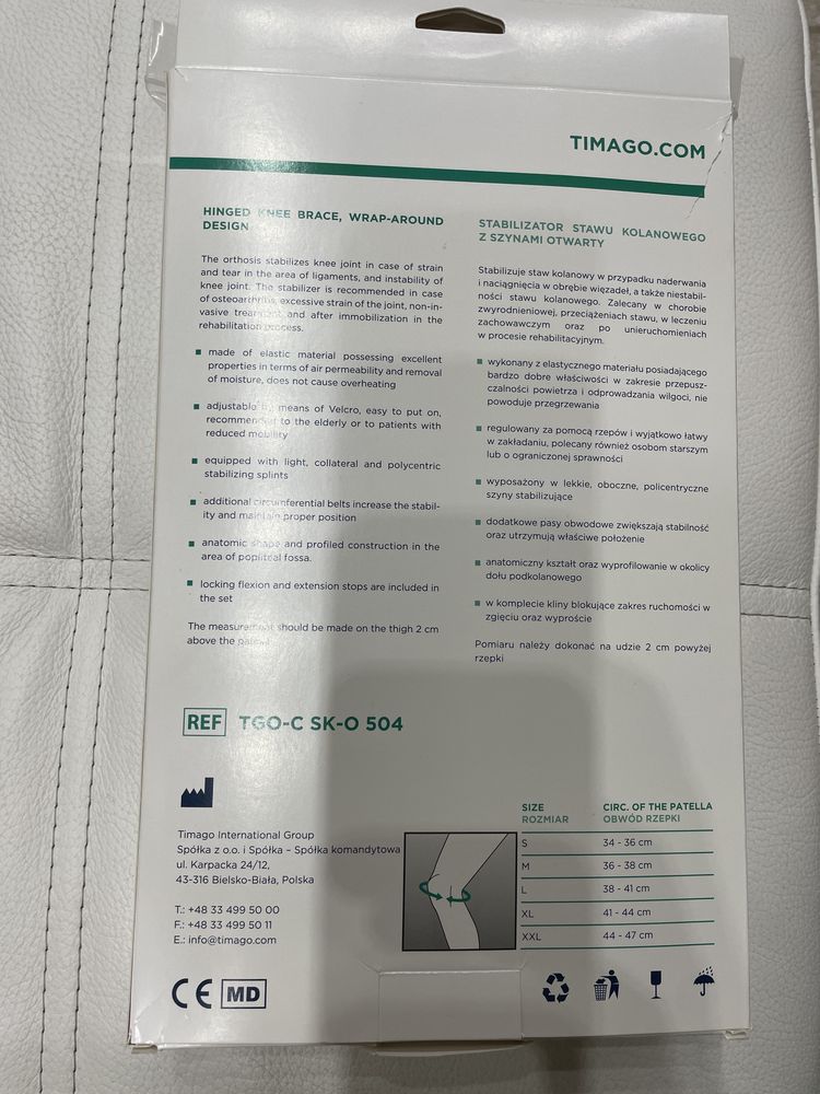 Stabilizator stawu kolanowego z szynami  otwarty