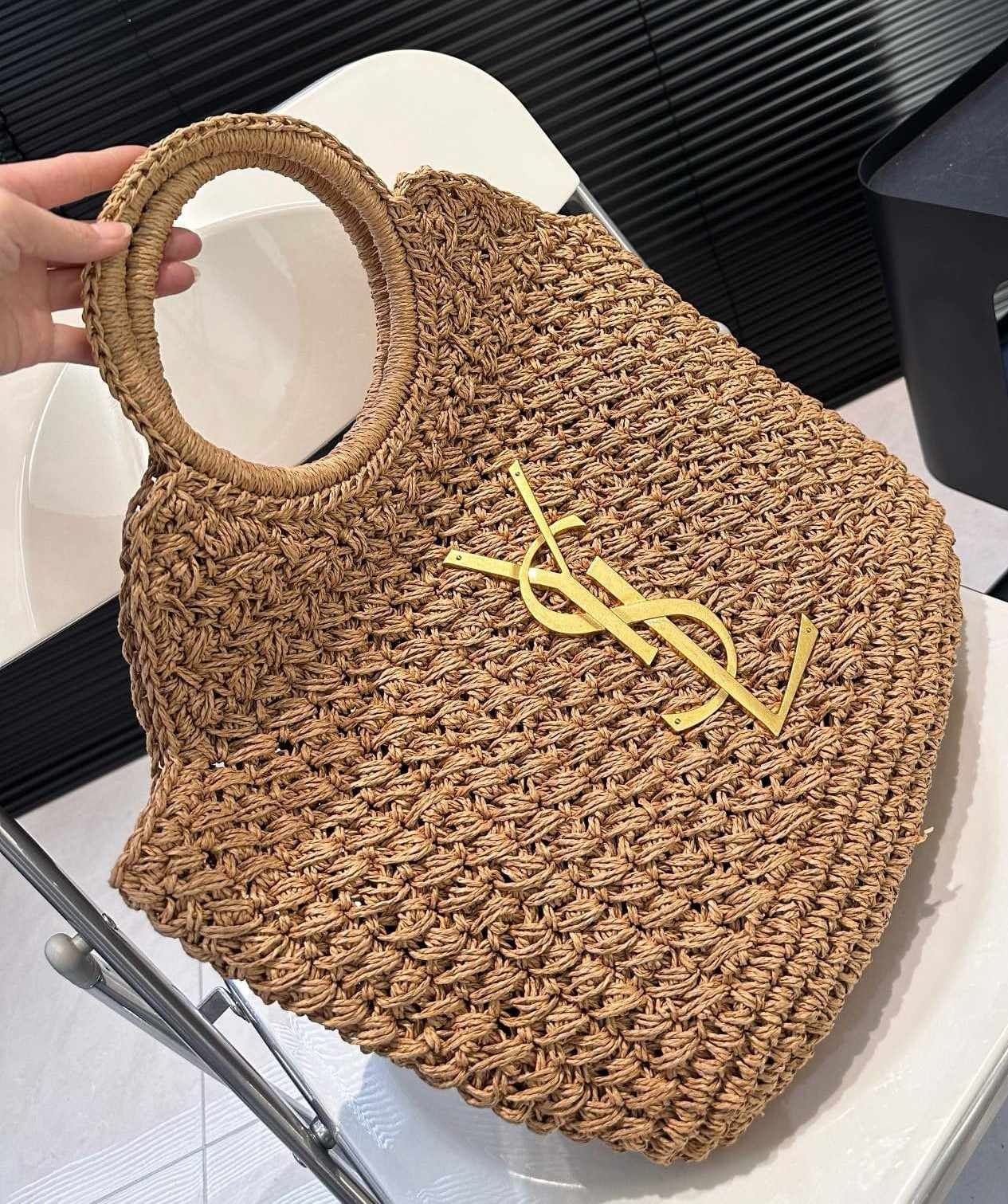 Torebka koszyk siatka Ysl Yevs Saint Laurent Rafia