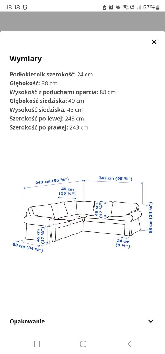 Narożnik Ektorp IKEA sofa
