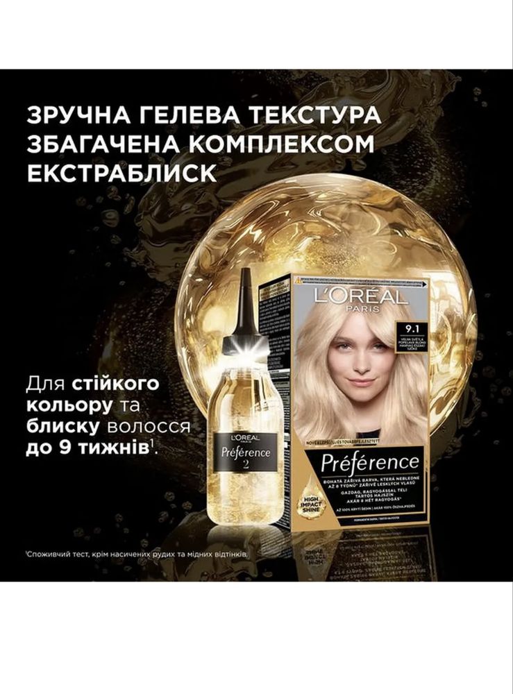 Краска для волос Лореаль Preference 9.1 и 102