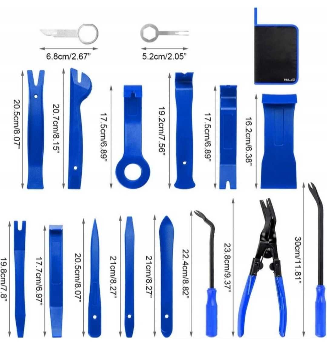 Zestaw do Demontażu Tapicerki 19el. Niebieski Łopatki Klucze Ściągacze