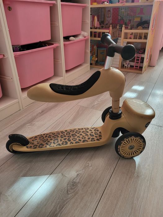 Dwie hulajnoga  rowerek 2 w 1 Scoot and Ride w Panterkę ze schowkiem.