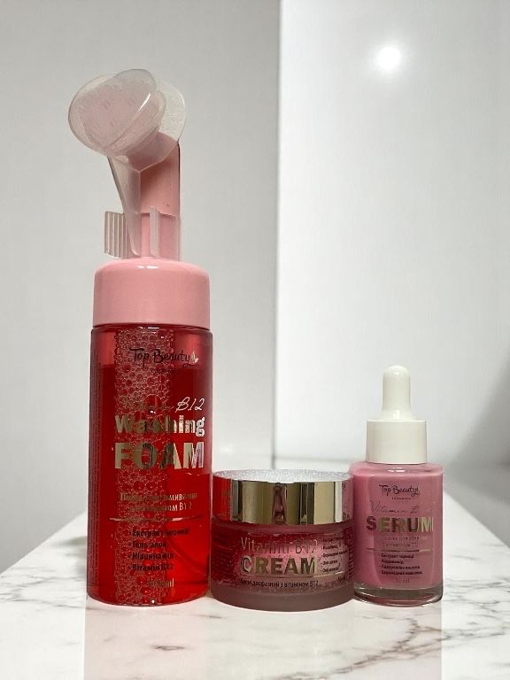 Top Beauty з вітаміном B12: пінка, сироватка, крем зволожуючий