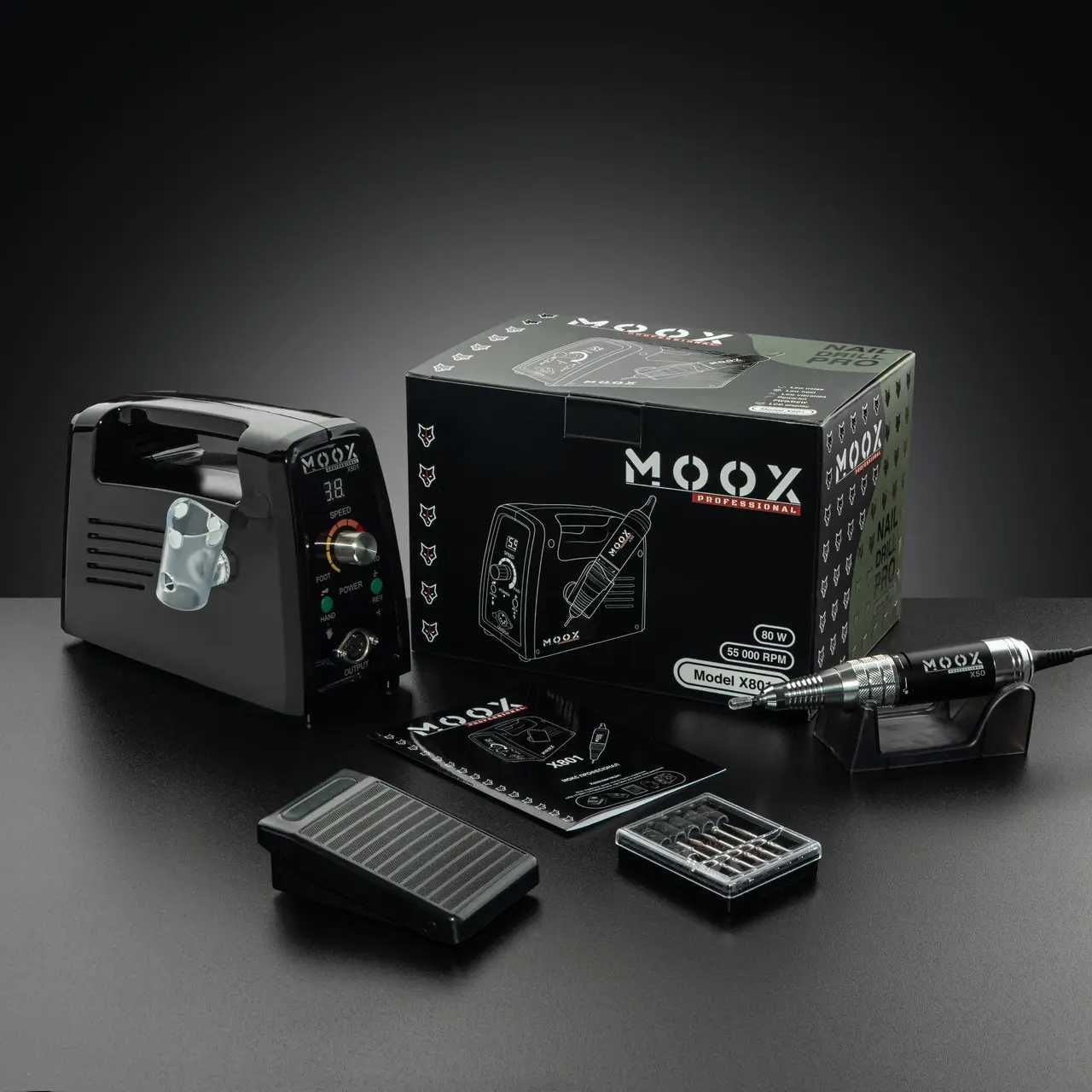 Фрезер для манікюру та педикюру MOOX X 801 55 000 об/хв 80 W Чорний