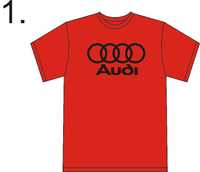 Promocja koszulka czerwona z nadrukiem logo Audi Promocja