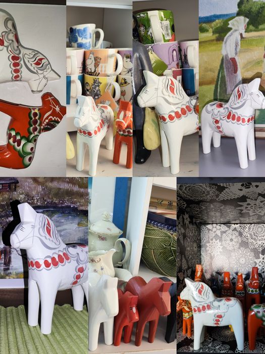 Konik biały 15cm Dalahäst A.OLSSONS Nusnäs SWEDEN ÄKTA cudowny rarytas