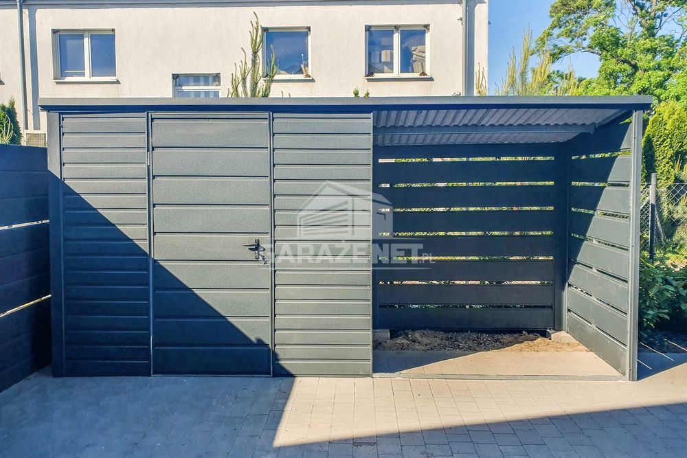 SCHOWEK DOMEK OGRODOWY 2,5X1,5M Wiata 2,2 Antracyt Dach Spad Tył Ts730