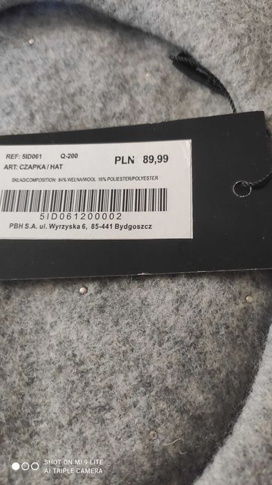 Szary beret z perełkami quiosque