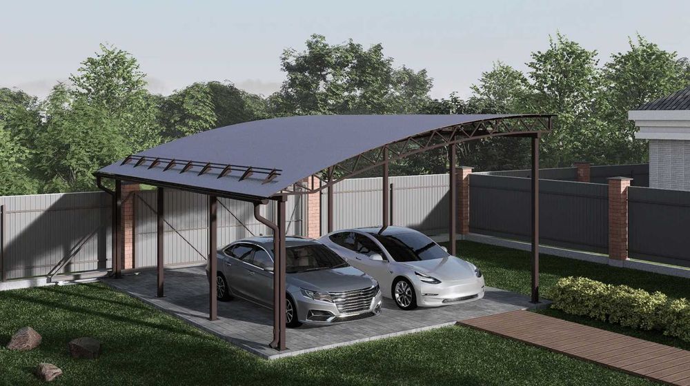 Універсальний Навіс для авто 6х6 Напіварковий Shelter Ultra, На 2 авто