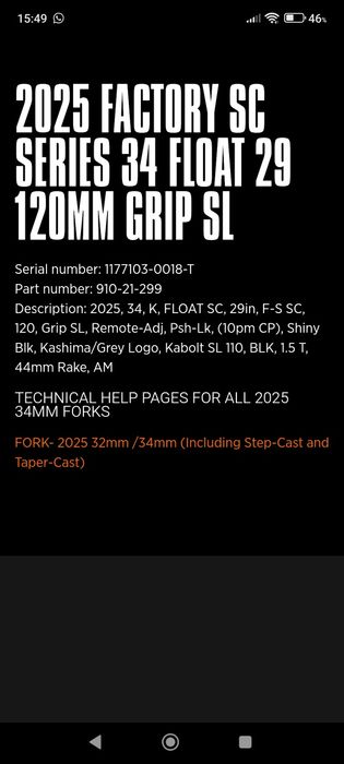 Suspensão Fox Factory SC 120 Grip SL 2025