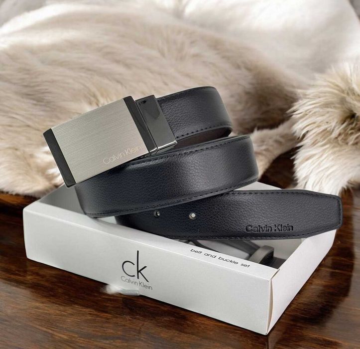 Кожаный ремень CALVIN KLEIN, ремень Кельвин Кляйн, наложка