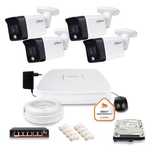 Zestaw monitoringu IP Dahua 4 kamery tubowe 6Mpx Dysk 1TB