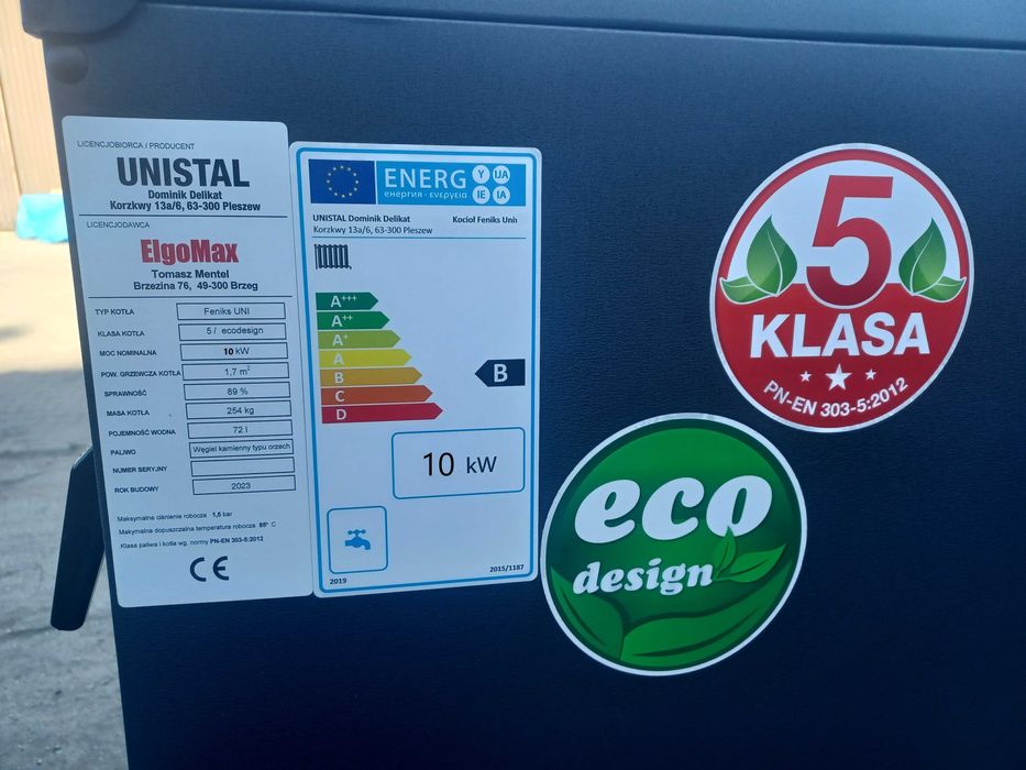 Kocioł Kotły na Drewno/Węgiel/Pellet Piec Piece 10kW do 120m2 5KLASA!