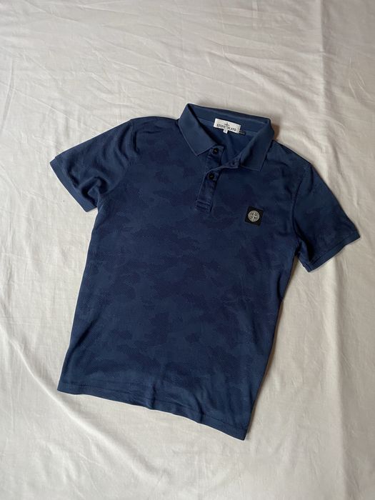 Męska modna stylowa obcisła niebieska koszulka Stone Island M L ORIG