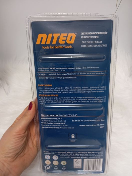 Zestaw izolowanych śrubokrętów do prac elektrycznych 6 sztuk Niteo