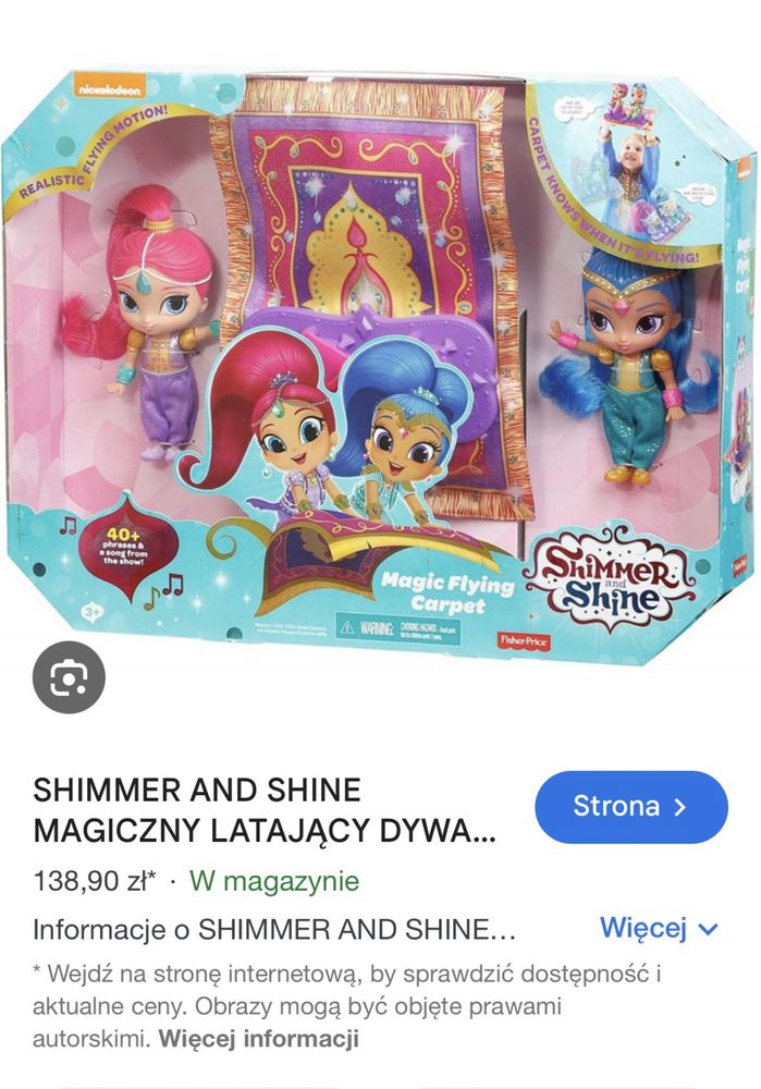 Shimmer i Shine latający dywan lalka lalki