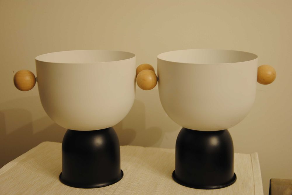 osłonka metalowa czarno-biała - fikuśna - 2 szt.