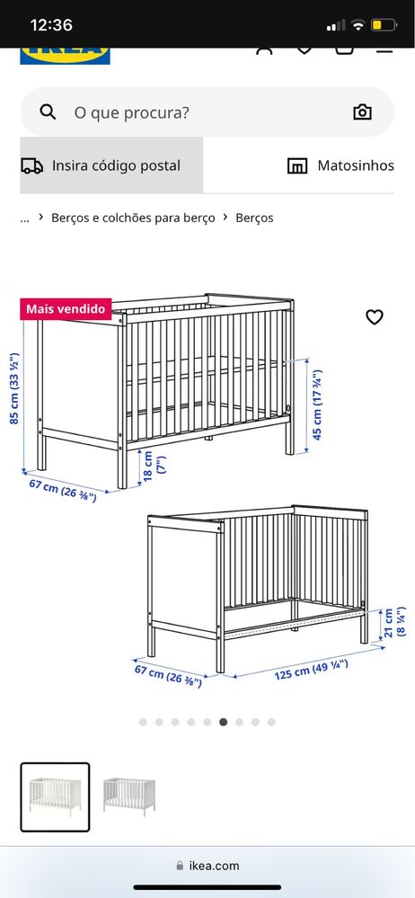 SUNDVIK Berço, branco IKEA + colchao Molaflex