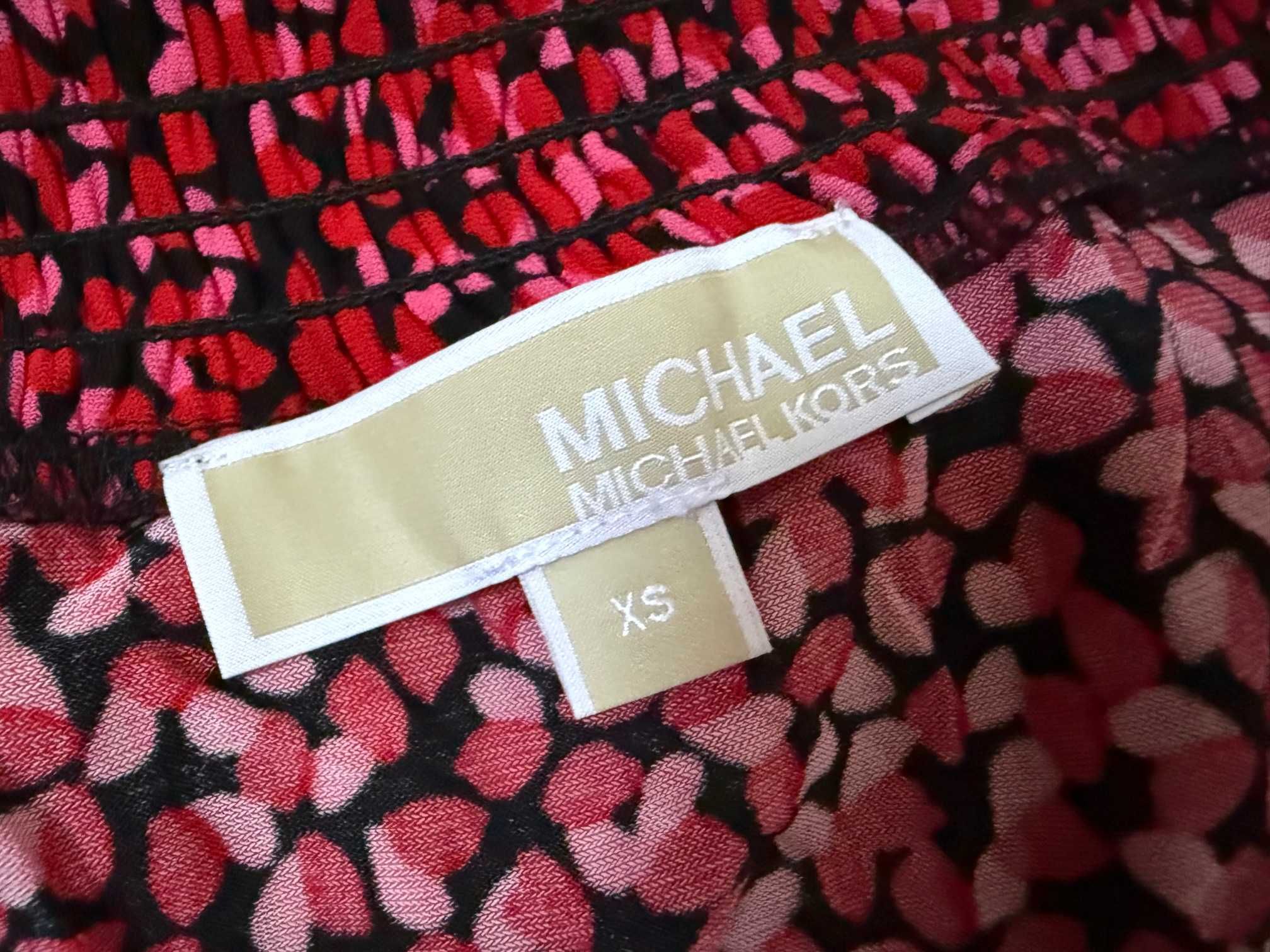 Mini spódniczka z falbanami, czarno-czerwona, Michael Kors, rozm. XS