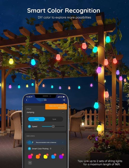Govee lampki ogrodowe 30m RGBIC - Smart Outdoor String Lights IP65