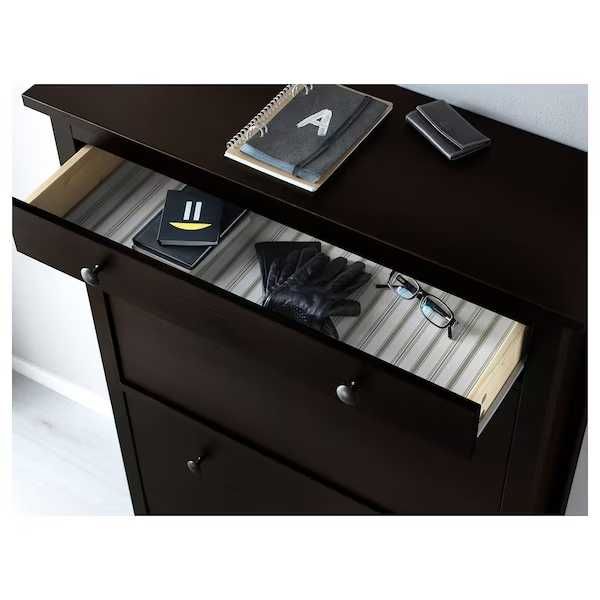 HEMNES Szafka na buty 2 przegrody, czarnobrąz 89x30x127 Nowa