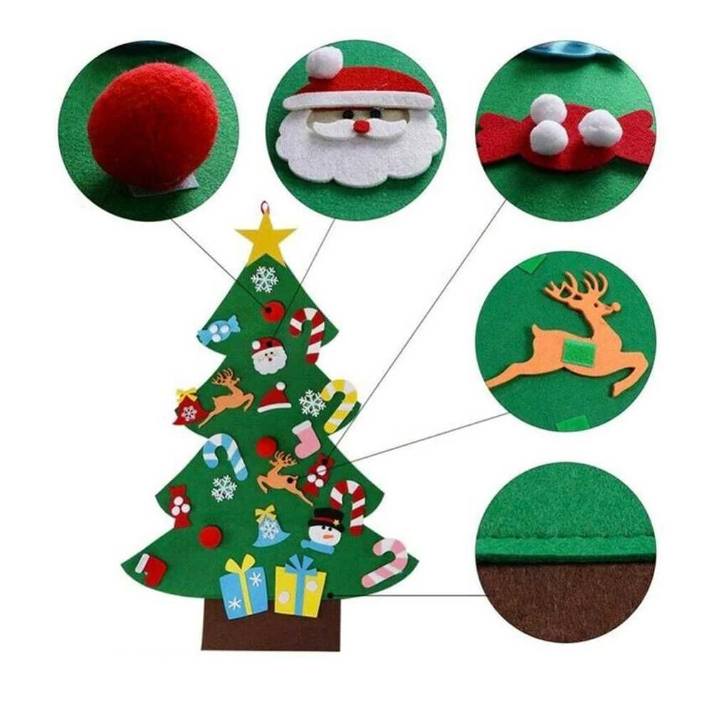 Детская новогодняя елочка с игрушками из фетра Chrismas Free на стену