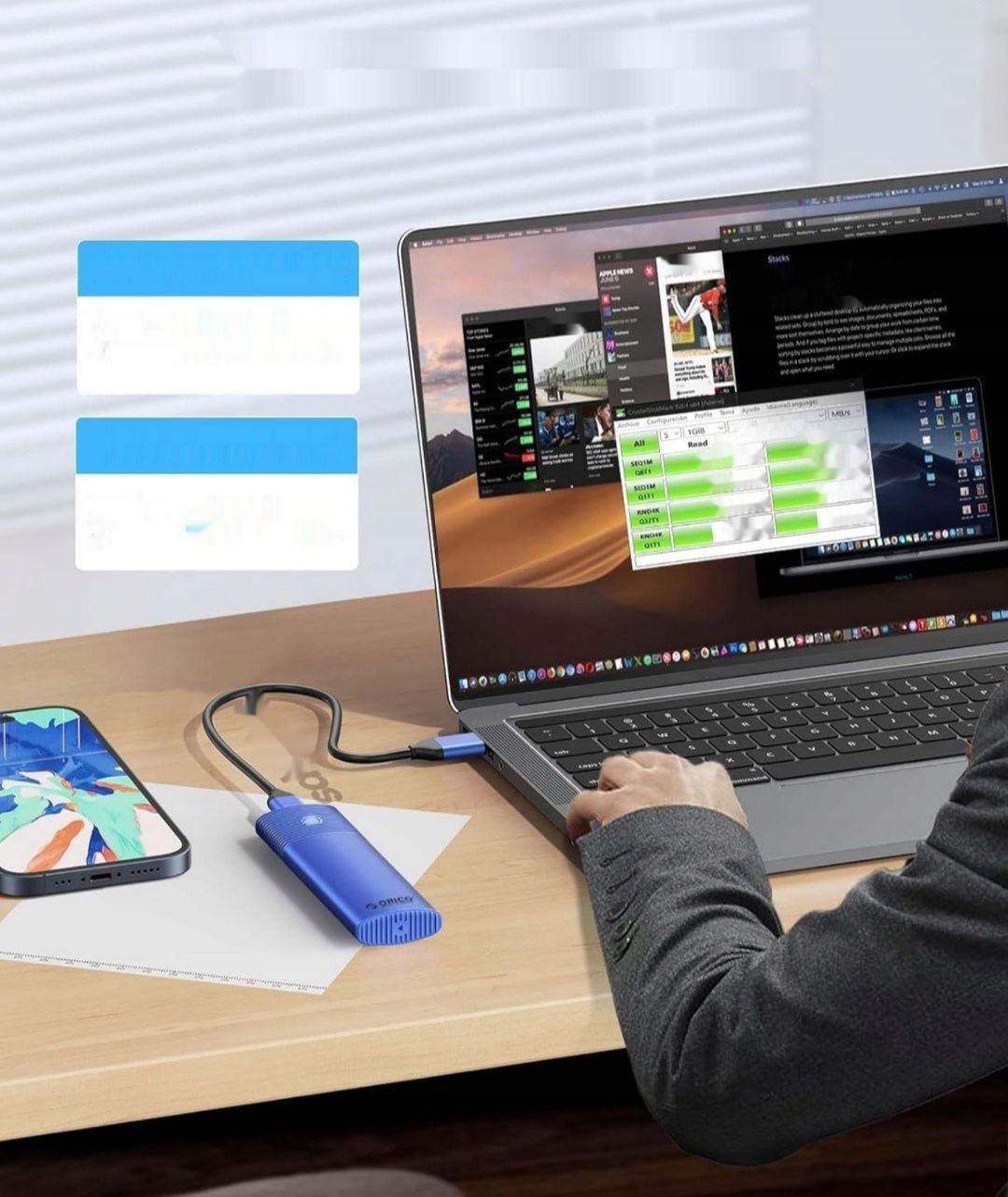 ORICO M.2 NVMe SATA SSD Adapter, USB C 3.2 Gen 2, 10Gbps PCIe NVMe, Al