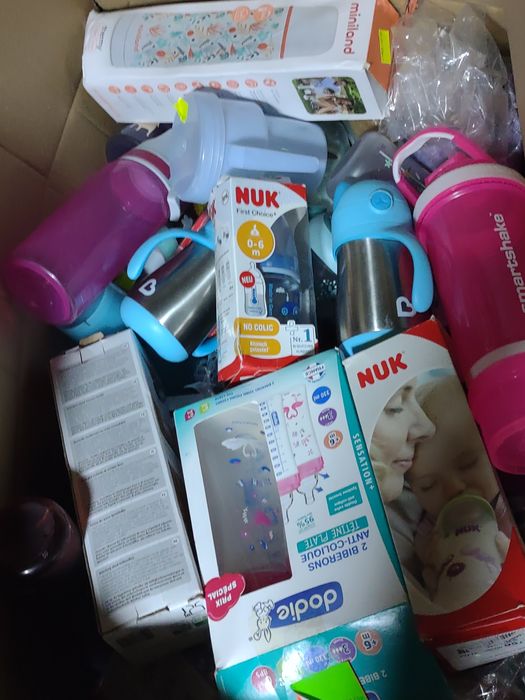 Box markowych butelek i kubków Nuk, Medela, Mam, Sigg 100 sztuk