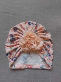Śliczny miękki turban dla dziewczynki kwiatki