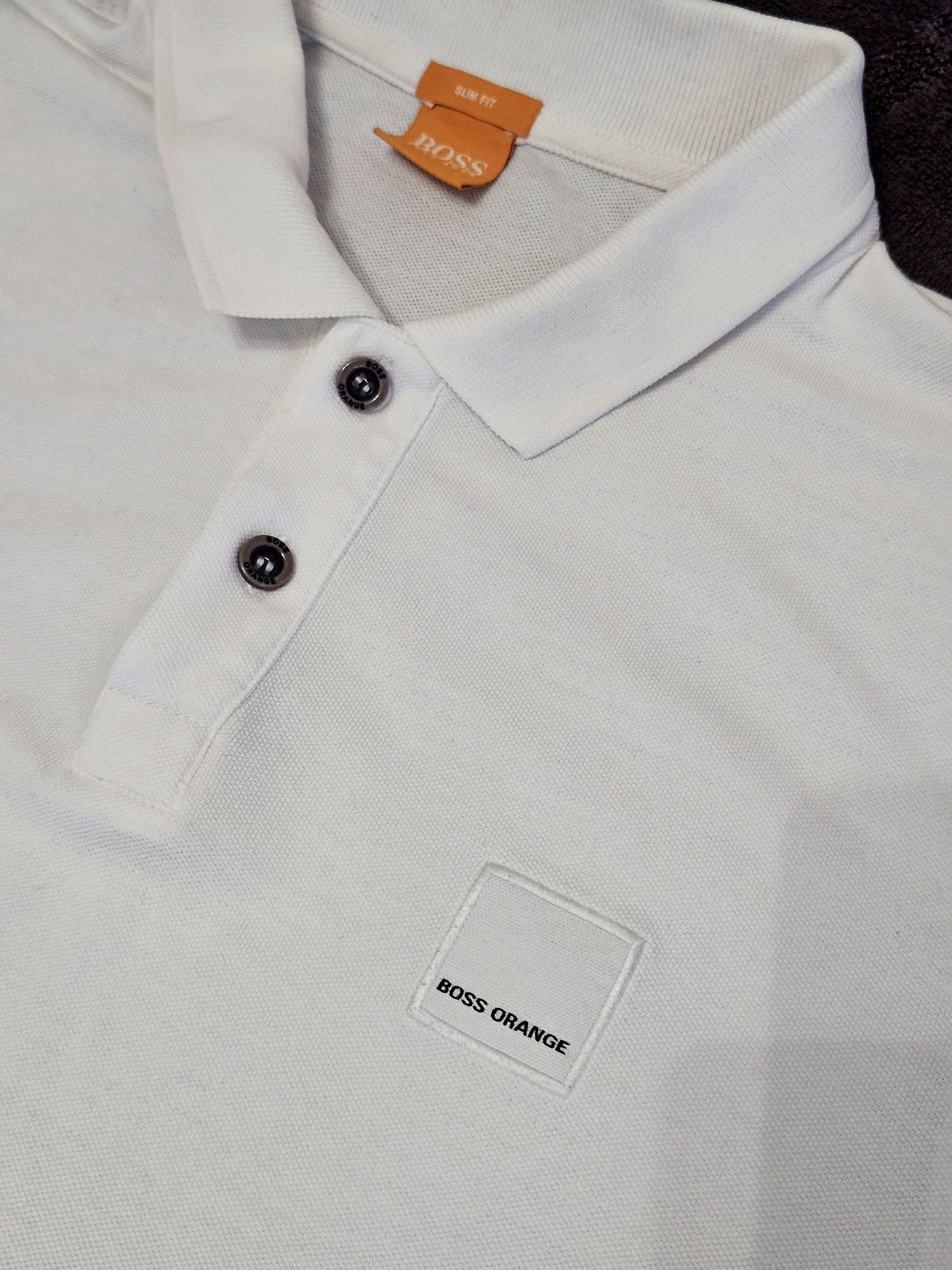 Białe basic Polo Orange Hugo Boss