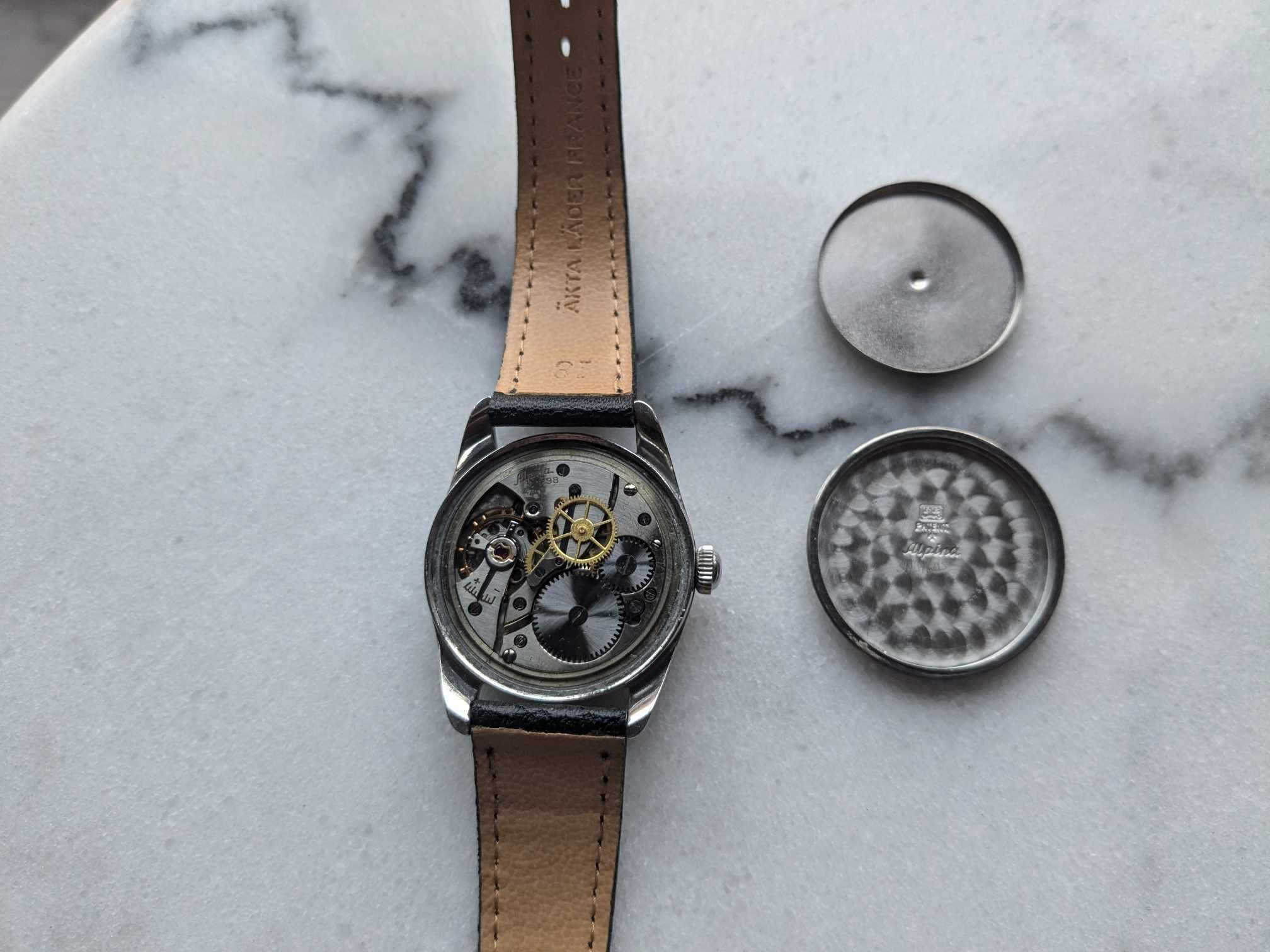 Alpina przepiękny szwajcarski zegarek mechaniczny z lat 60 sector dial