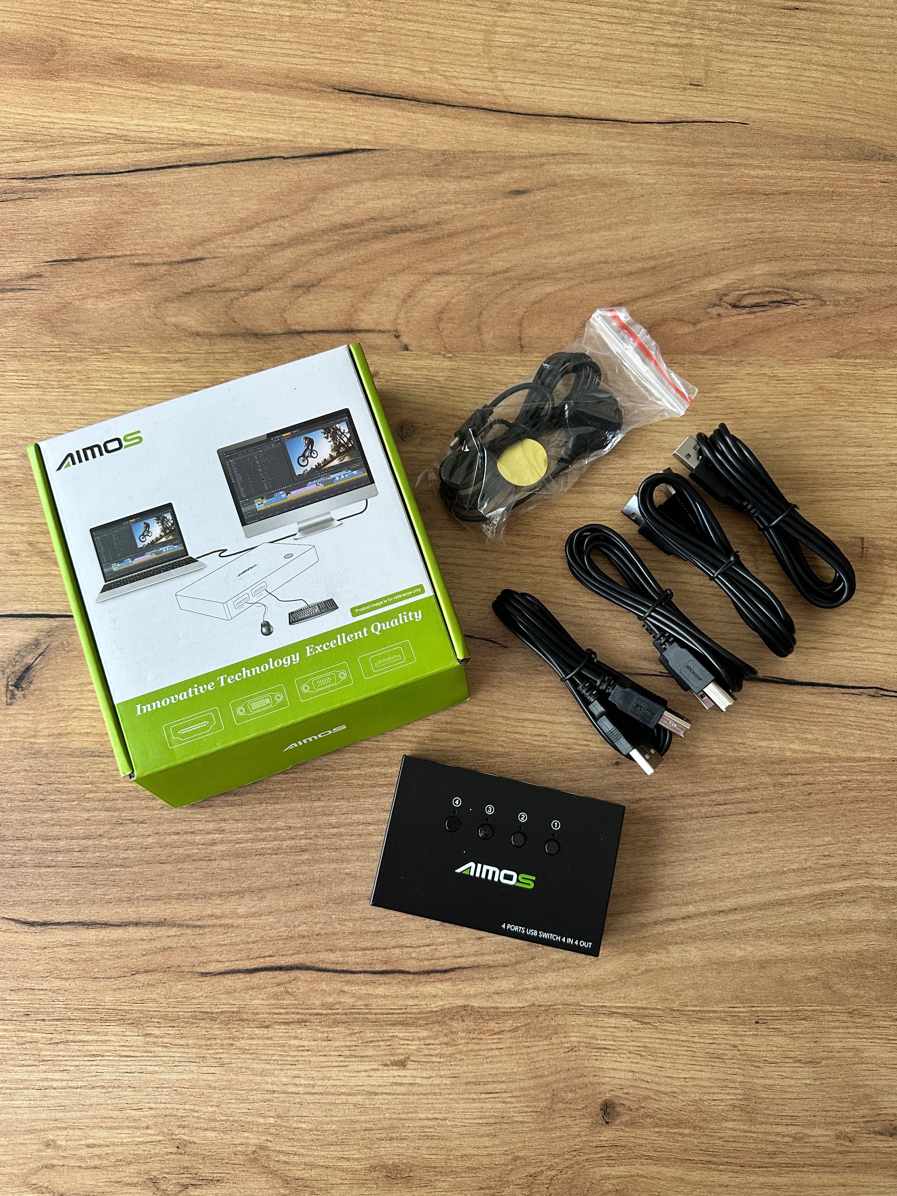 Przełącznik udostępniania urządzeń Aimos USB/KVM 4-portowy (Z)