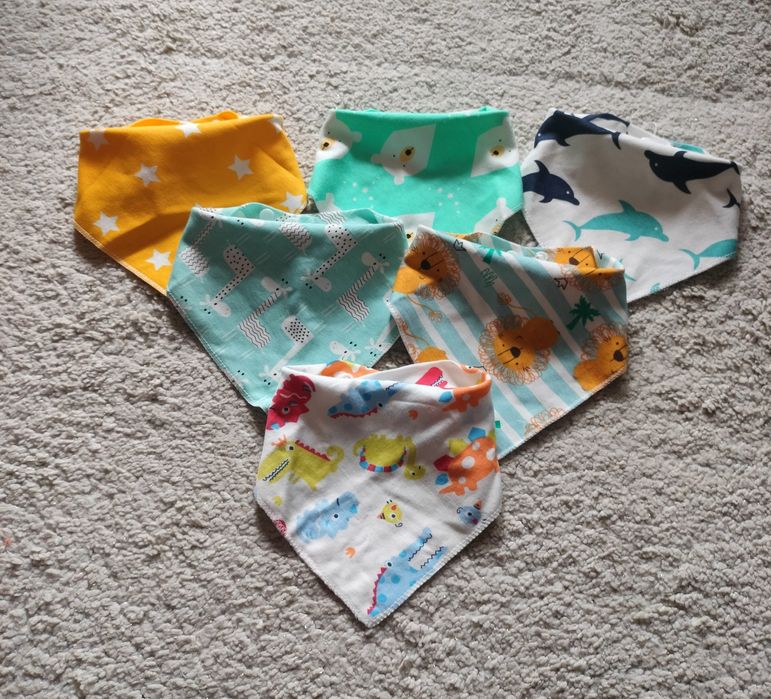 Bawełniane apaszki śliniaki dla dziecka zestaw sześciu sztuk