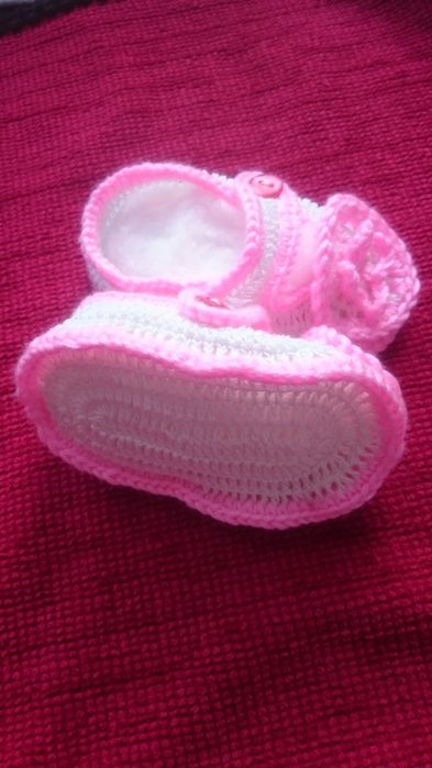 Buciki niemowlęce na szydełku dla dziewczynki do sesji zdjęciowej nowe