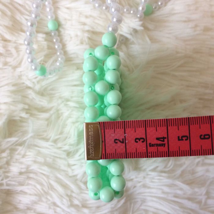 Torebka zielona miętowa pistacja biała koraliki perełki mini pearl bag