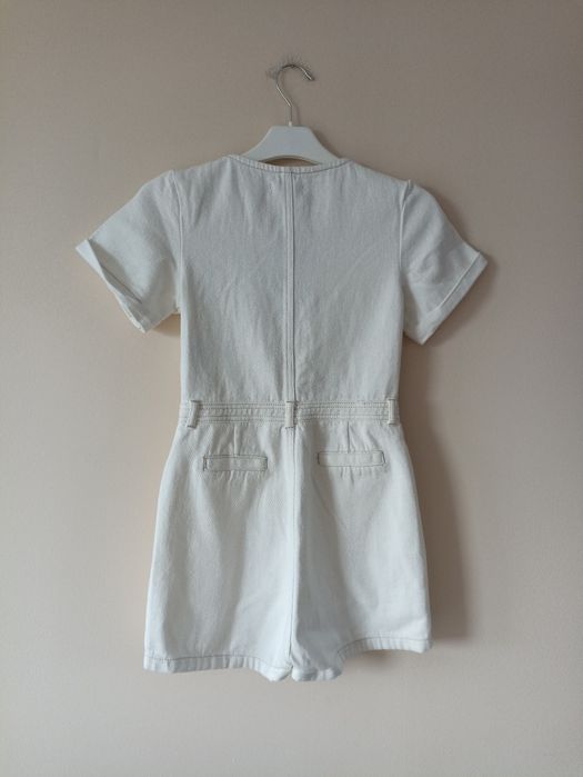 Biały kombinezon damski jeansowy r. S 36 bawełna