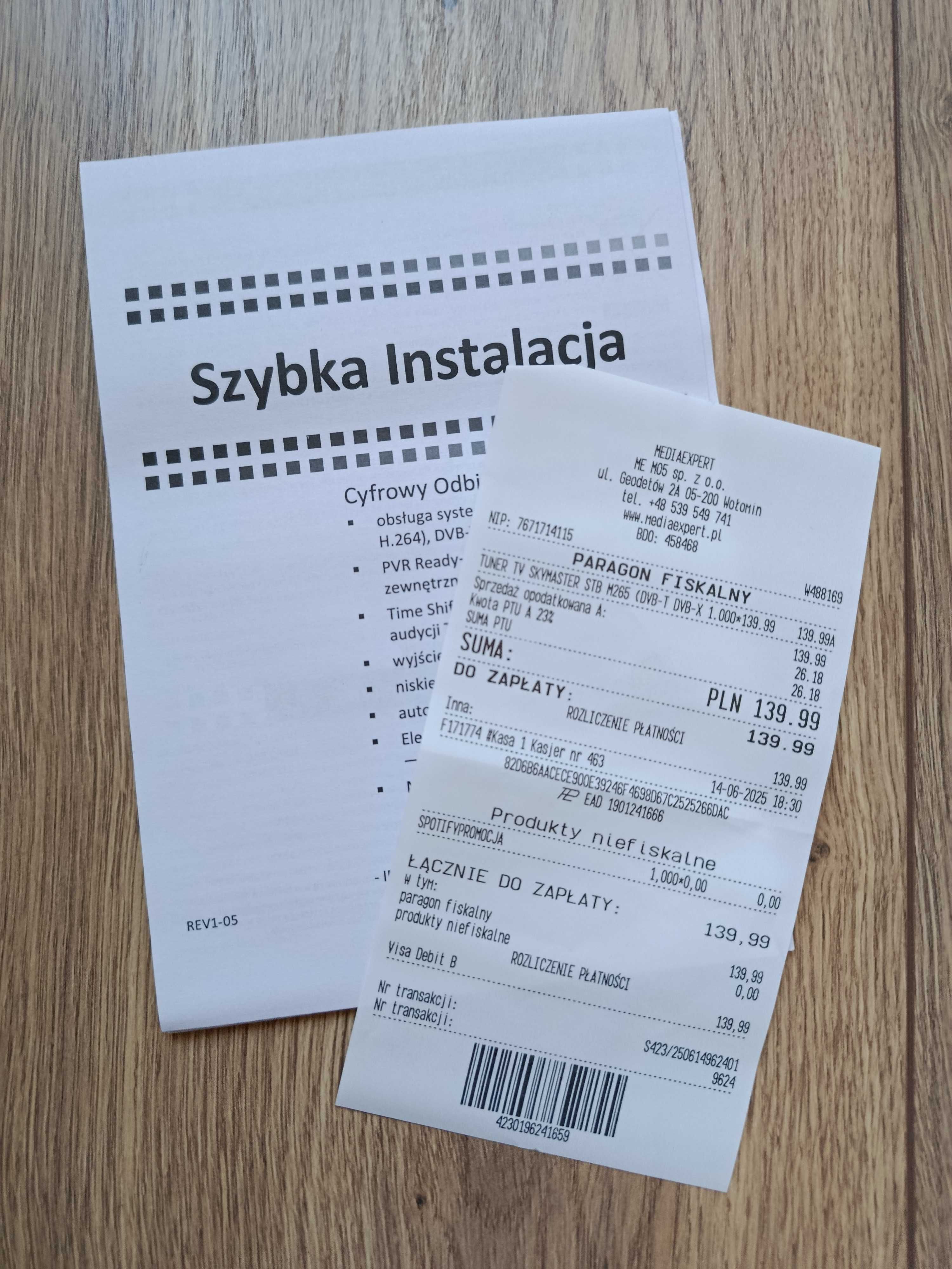 SkyMaster dekoder do odbioru naziemnej telewizji cyfrowej - nowy