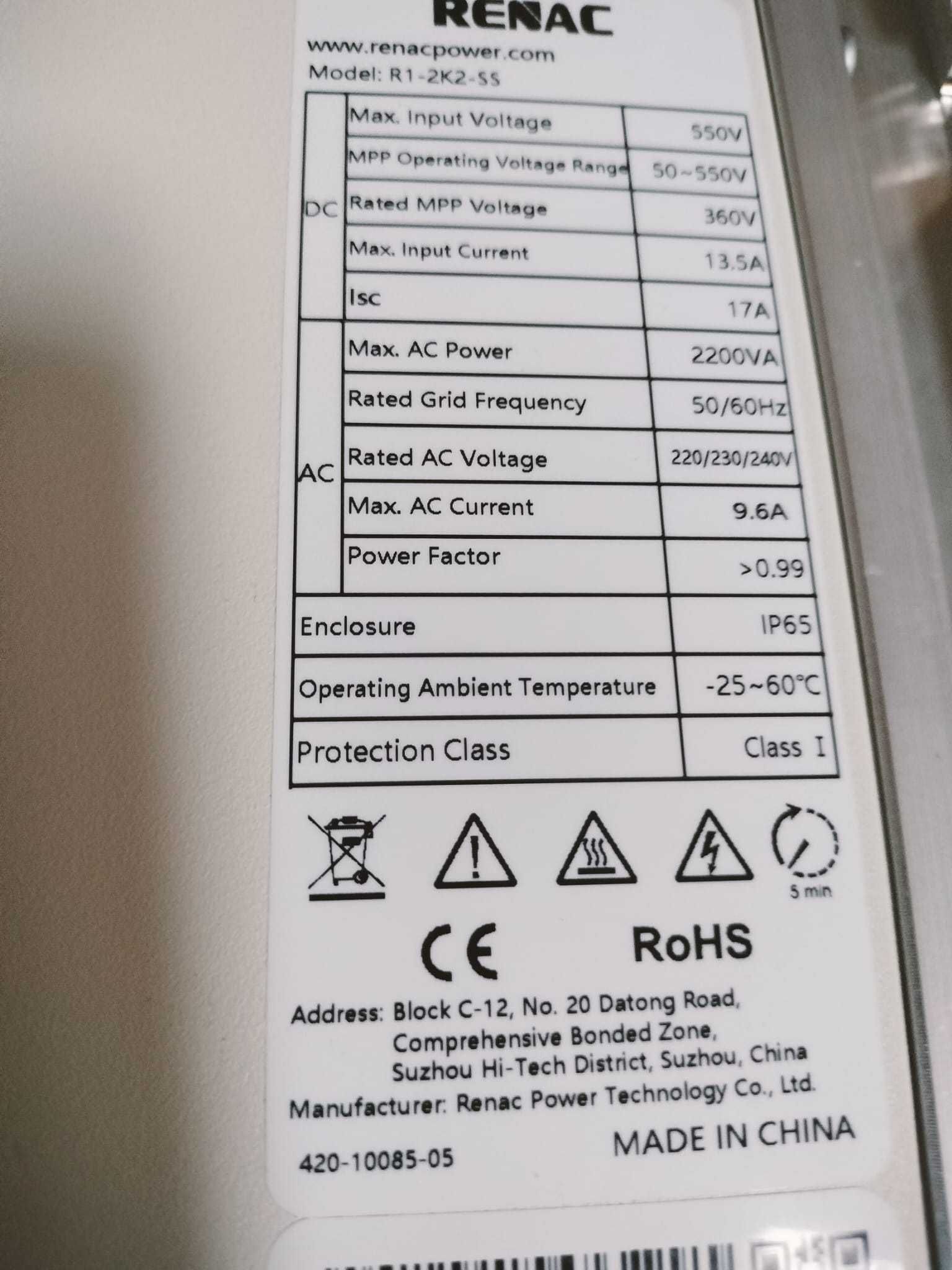 Inversor - R1 Mini Series Single Phase 2.2KW – RENAC
